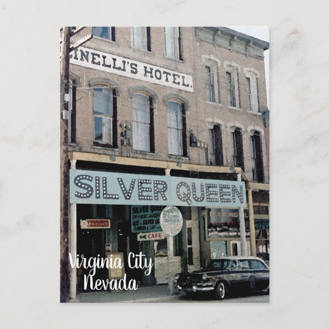 Virginia City Nevada 1950's Silver Queen Postcard Vykort (Framsida)