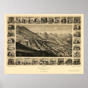 Virginia City, NV Panoramic Karta - 1861 Poster