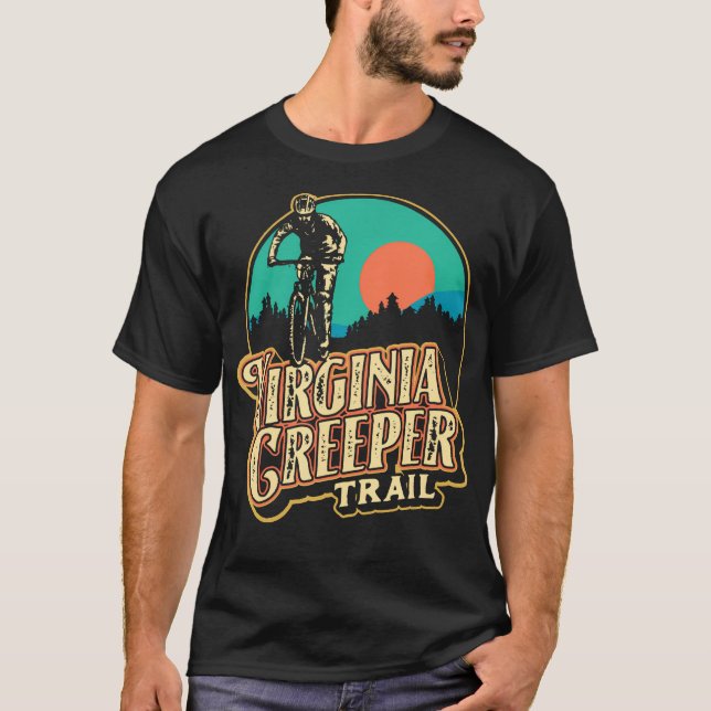 Virginia Creeper Trail Bicycle Retro Biking T Shirt (Framsida)