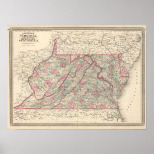 Virginia, Delaware, Maryland och West Virginia Poster