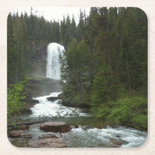 Virginia Falls i Glacier National Park Underlägg Papper Kvadrat