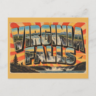 Virginia Falls NT Mäktig Vattenfall Canyon Konst Vykort