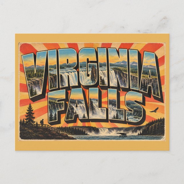 Virginia Falls NT Mäktig vattenfall Canyon Konst Vykort (Framsida)
