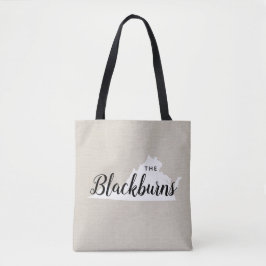 Virginia Family Monogram State Tote Bag Tygkasse