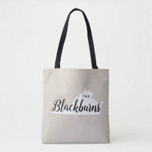 Virginia Family Monogram State Tote Bag Tygkasse