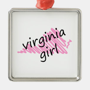 Virginia flicka med den klottrade Virginia kartan Julgransprydnad Metall