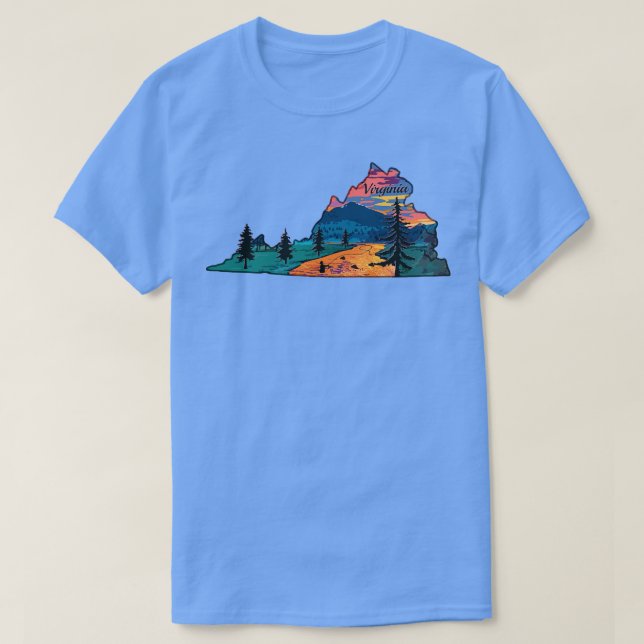 Virginia Flygfiske State River Sunset av TeeCrea T Shirt (Design framsida)