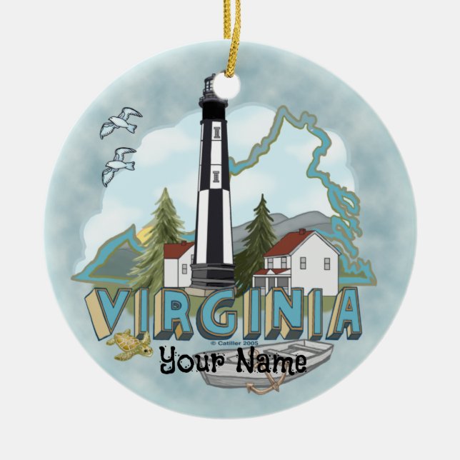 Virginia fyr prydnad julgransprydnad keramik (Framsidan)