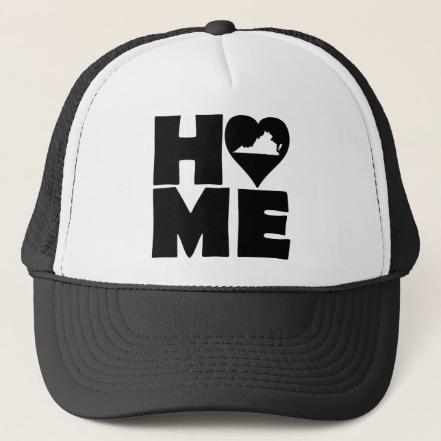 Virginia Hem Heart Stat Kasket Trucker Hatt Keps (Framsida)