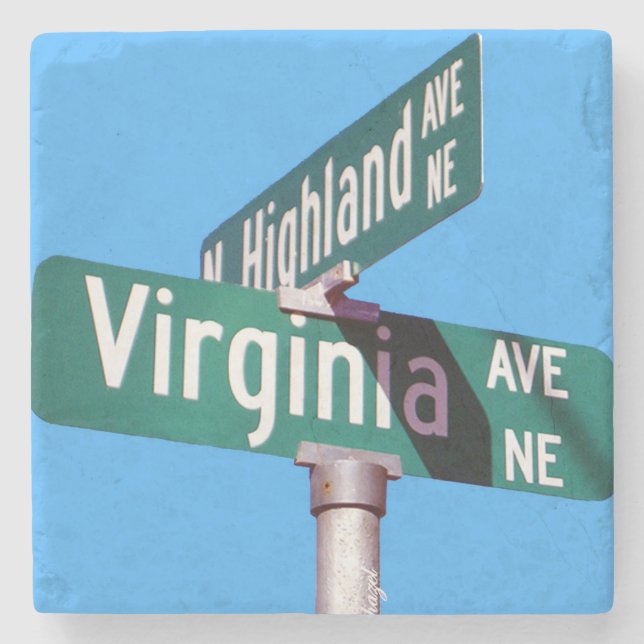 Virginia Highland Street Sign Landmark Underlägg (Framsidan)