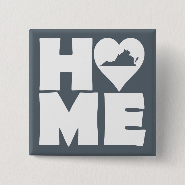 Virginia Home Heart State Button Badge Pin Knapp (Framsida)