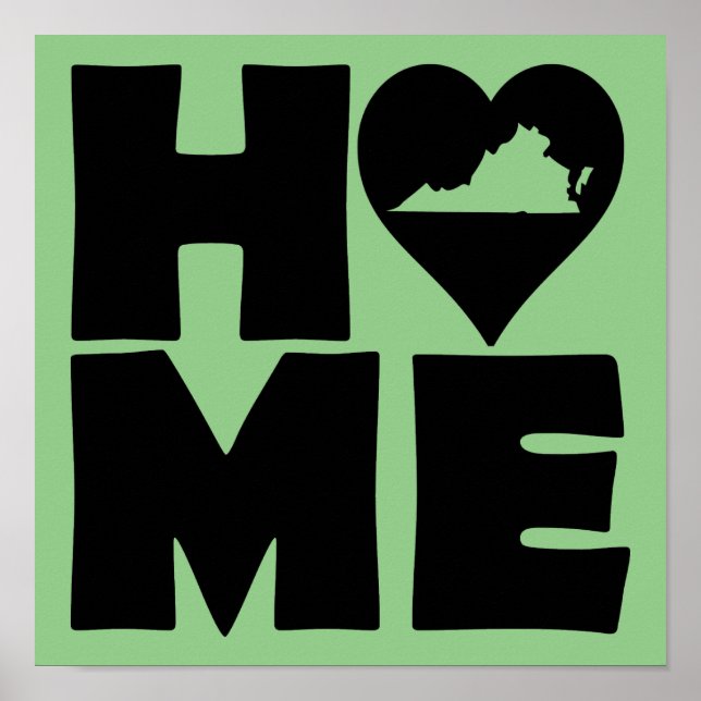 Virginia Home Heart State Poster Sign (Framsidan)