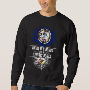Virginia Home Illinois Roots State Träd Flagga Kär Lång Ärmad Tröja
