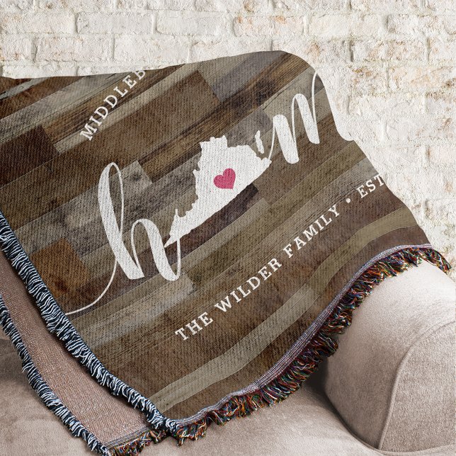 Virginia Home State Personlig Wood look Filt (Skapare uppladdad)