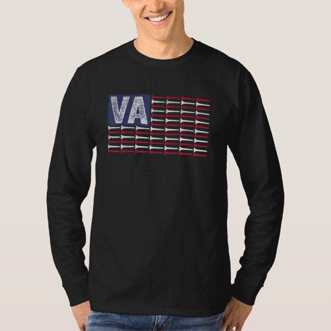 Virginia Home State Va American Flag Patriotic Gol T Shirt (Framsida)