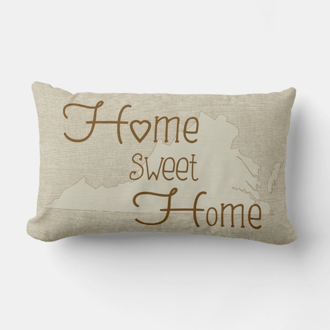 Virginia-Home Sweet Home burlap-look-eget namn Lumbarkudde (Framsida)