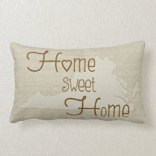 Virginia-Home Sweet Home burlap-look-eget namn Lumbarkudde