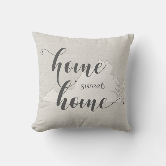 Virginia - Home Sweet Home burlap-look Kudde (Framsida)