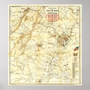 Virginia inbördeskrigets slagkart 1862 poster