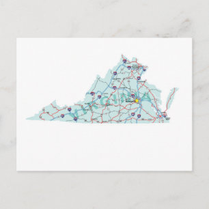 Virginia Interstate Karta vycard Vykort
