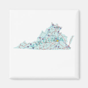 Virginia Interstate kartamagnet Magnet