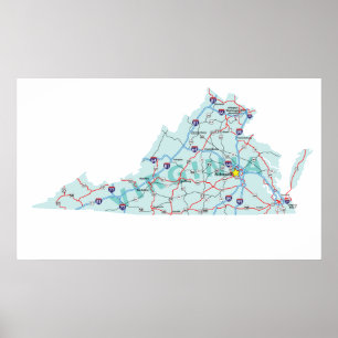 Virginia Interstate kartatryck Poster