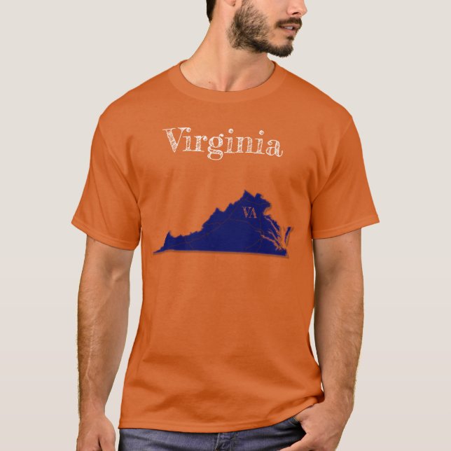 Virginia Interstate [Navy Blue Design] T Shirt (Framsida)