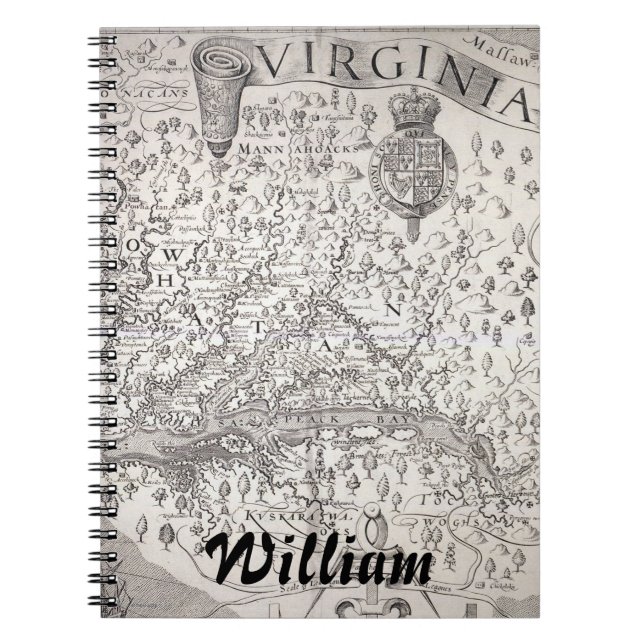 Virginia karta, 1612 anteckningsbok (Framsidan)