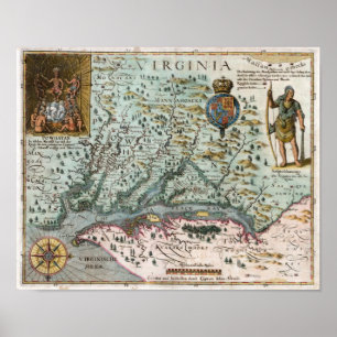 Virginia karta 1627 poster