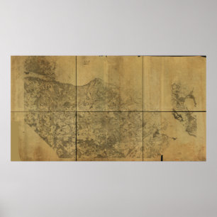 Virginia Karta Alexandria till Potomac River 1860 Poster