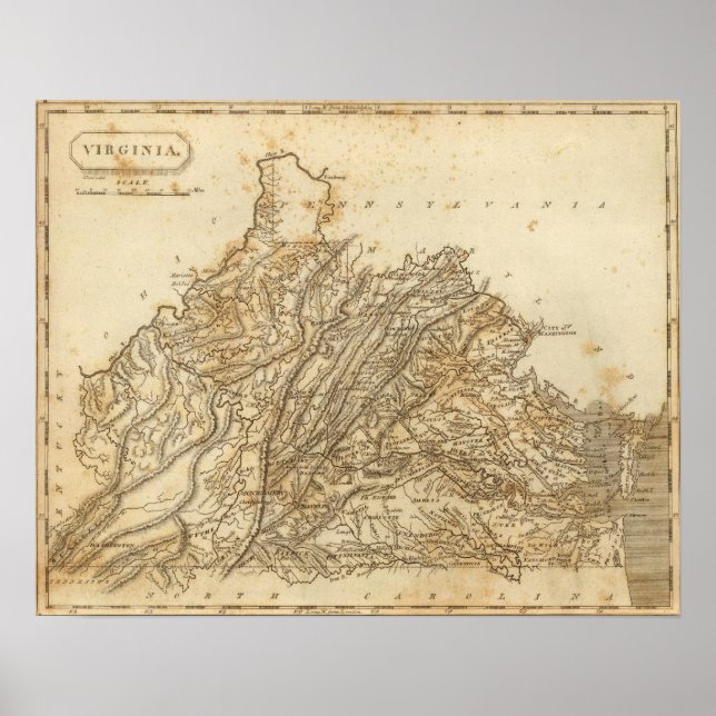 Virginia Karta av Arrowsmith Poster (Framsidan)