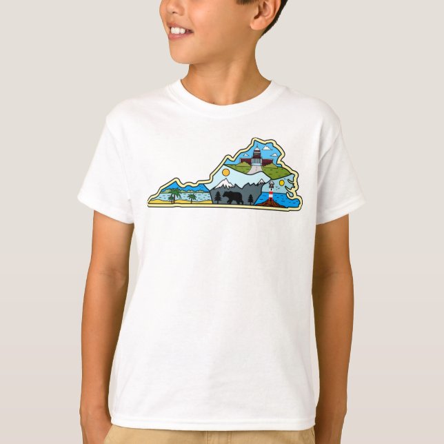 Virginia Karta Chesapeake Charlottesville Lynchbur T Shirt (Framsida)