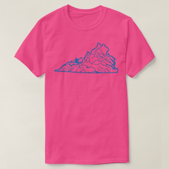 Virginia Kayak Blue Way State Outline River Karta  T Shirt (Design framsida)