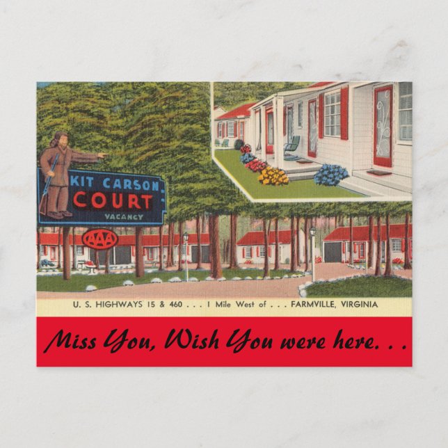 Virginia, Kit Carson Court, Farmville Vykort (Framsida)