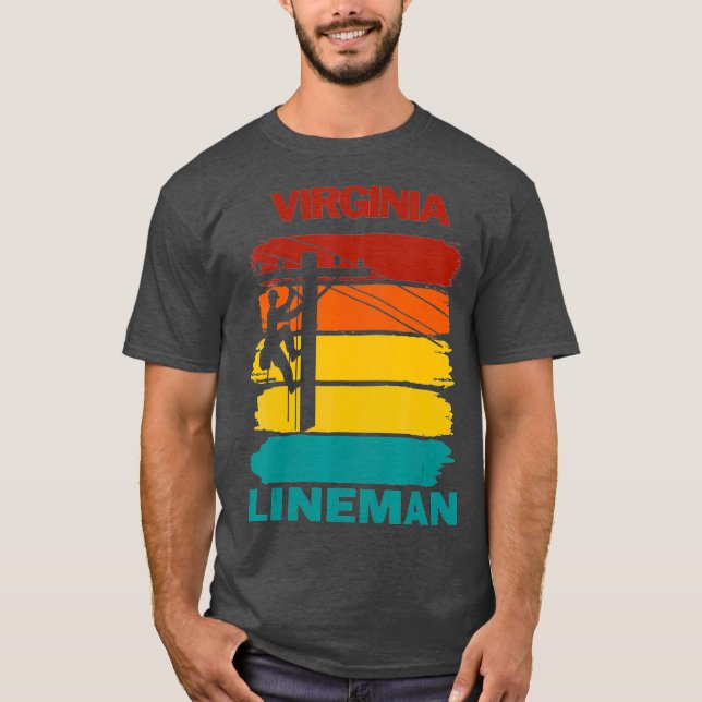 Virginia Lineman Sunset Electrician Electrical T Shirt (Framsida)