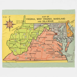 Virginia Maryland States Throw Blanket Fleecefilt