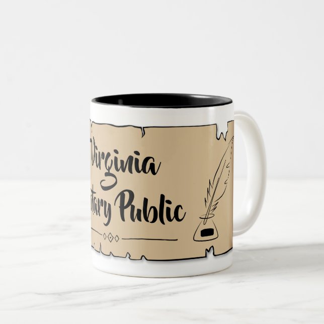 Virginia Notary Public Rulla Feather Quill Två-Tonad Mugg (Framsida höger)