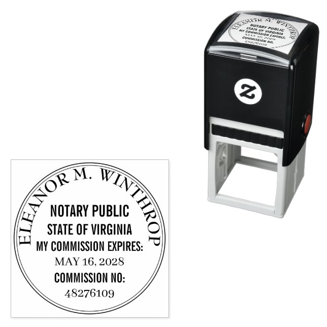 Virginia Notary Public Rund  Självfärgande Stämpel (In Situ)