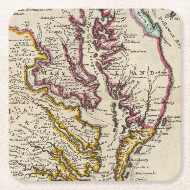 Virginia och Maryland Underlägg Papper Kvadrat (Framsidan)