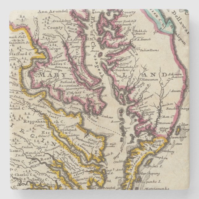 Virginia och Maryland Underlägg Sten (Framsidan)