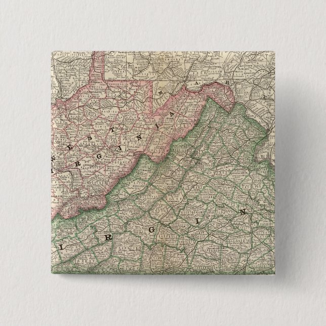 Virginia och Väster Virginia 2 Knapp (Framsida)