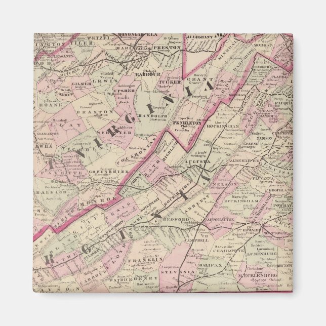 Virginia och Väster Virginia Magnet (Framsidan)