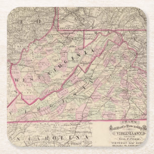 Virginia och West Virginia Underlägg Papper Kvadrat