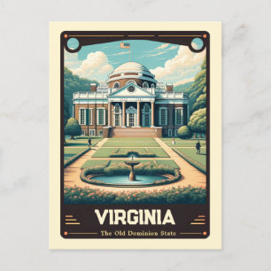 Virginia Patriotisk Vintage Vykort
