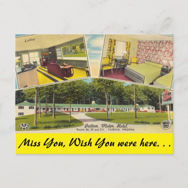 Virginia, Patton Motor Hotel, Fairfax Vykort (Framsida)