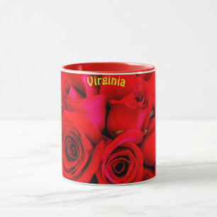 VIRGINIA ~ Personlig Röd ros Buds Photograph ~ Mugg