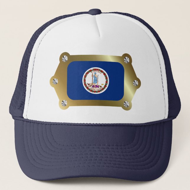 Virginia ramed Flagga Hat Truckerkeps (Framsida)