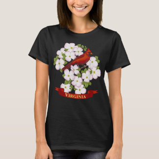 Virginia Red Cardinal State Bird & Rosa Dogwood Fl T Shirt