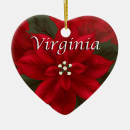 Virginia Red Poinsettia Heart Keepsaké Ornament