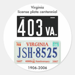 Virginia registreringsskylthundraårsjubileum runt klistermärke